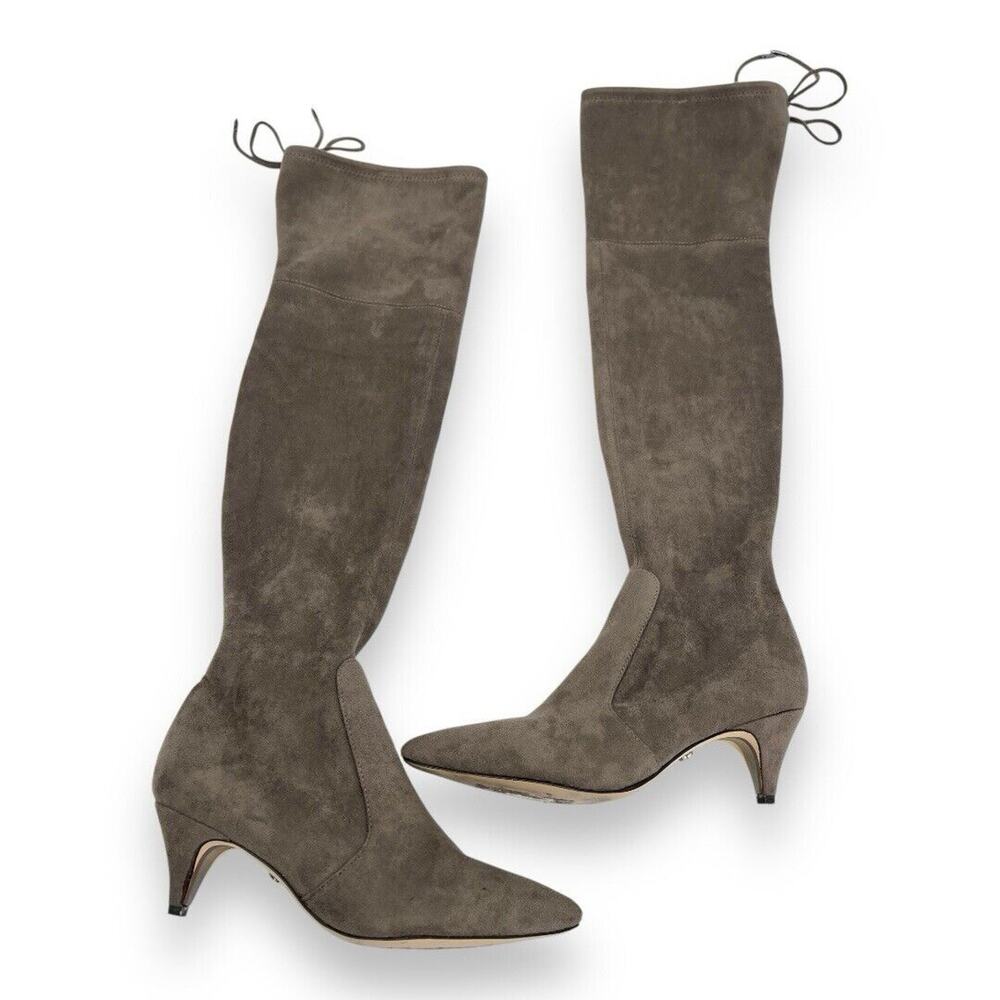 Sam Edleman Kristie Over The Knee‎ Pointed Toe Kitten Heel Taupe Women's 9.5